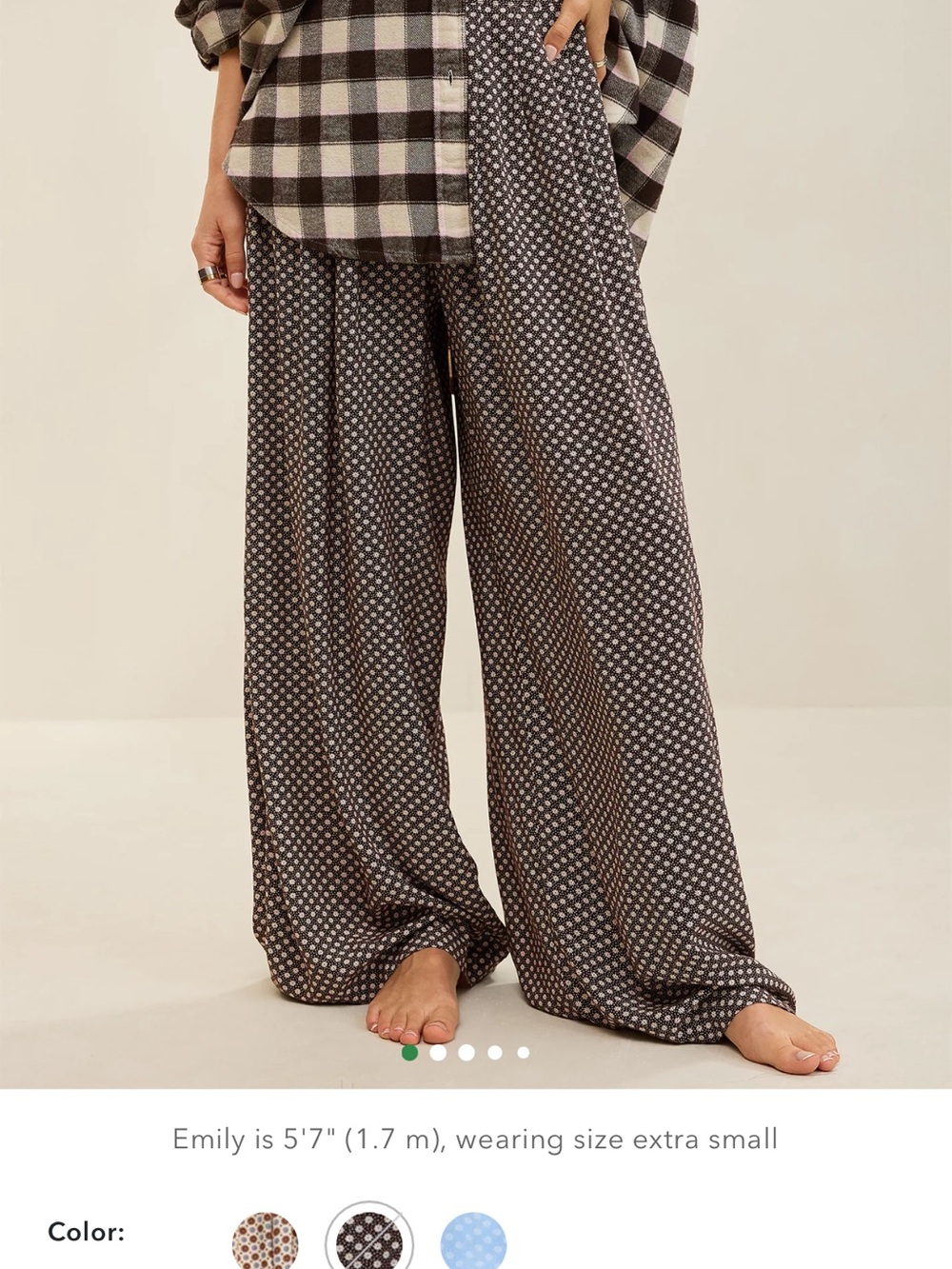 aerie Brown wide leg pants with White Polka Dots